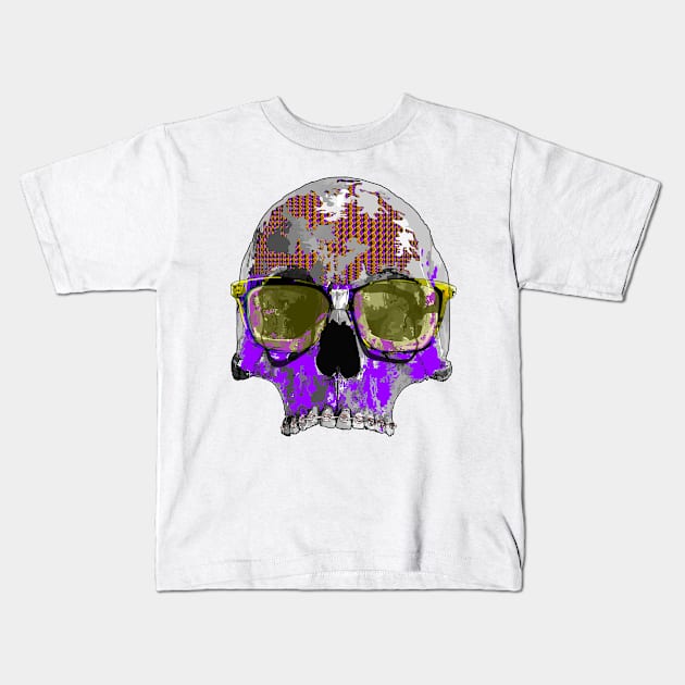 Royal purple skull with glasses Kids T-Shirt by M[ ]